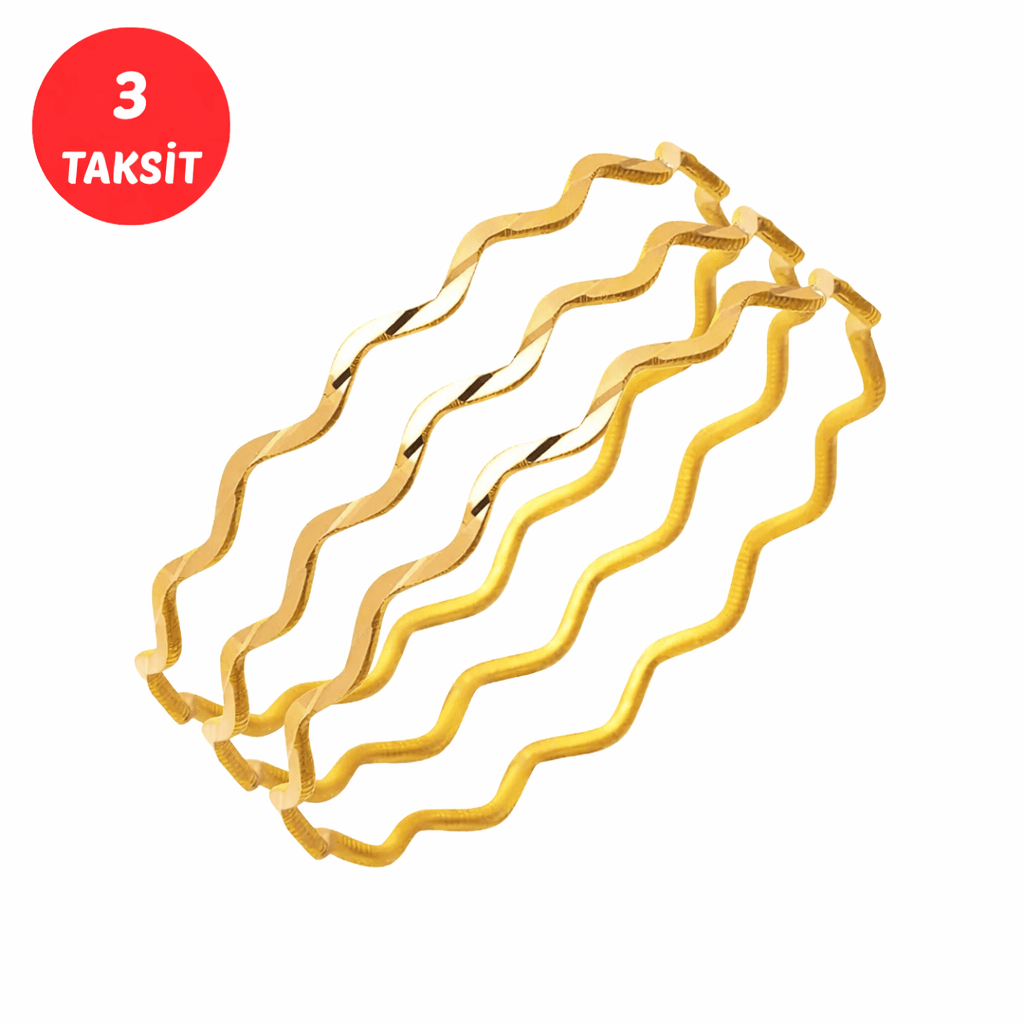 3 Adet Zikzaklı Altın Ajda Bilezik 22 Ayar (3*10) 30 Gr.